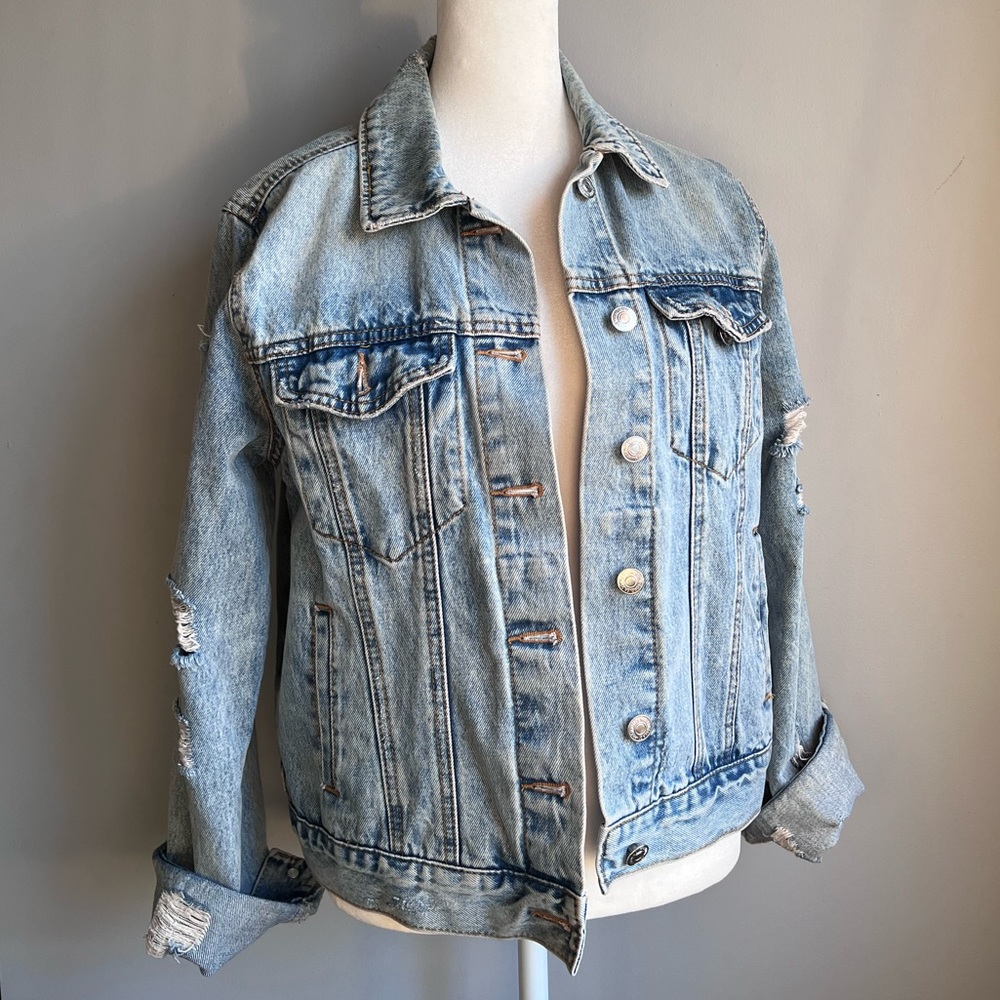 Distressed Light Wash Denim Jacket
